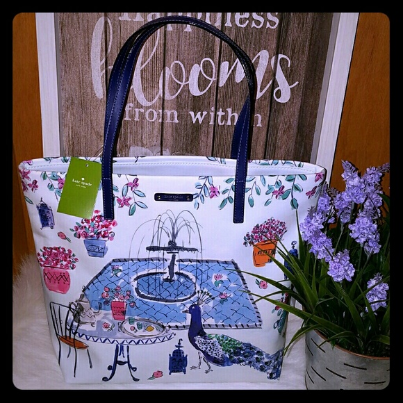 kate spade Bags Kate Spade Peacock Bon Shopper Tote Bag Poshmark